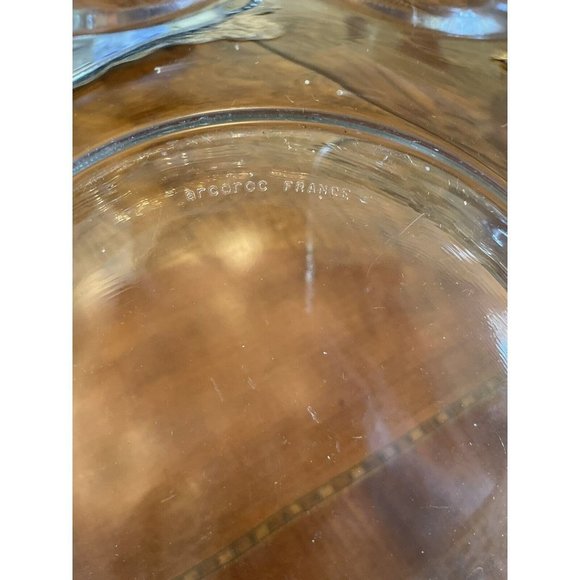 LARGE VINTAGE ARCOROC FRANCE ROUND SALAD FRUIT SERVING BOWL GOLD YELLOW CANE - Picture 6 of 7